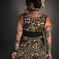 Outfit Set - Leopard Print Lightweight Stretch Dress with Pockets & Underbust Harness Corset Belt