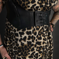 Outfit Set - Leopard Print Lightweight Stretch Dress with Pockets & Underbust Harness Corset Belt