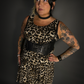 Outfit Set - Leopard Print Lightweight Stretch Dress with Pockets & Underbust Harness Corset Belt