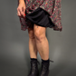Outfit Set - Lined Ruffled Square Neck Floral Print Babydoll Dress & Chevron Knit Tights by Pamela Mann