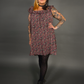 Outfit Set - Lined Ruffled Square Neck Floral Print Babydoll Dress & Chevron Knit Tights by Pamela Mann