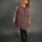 Outfit Set - Lined Ruffled Square Neck Floral Print Babydoll Dress & Chevron Knit Tights by Pamela Mann