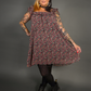Outfit Set - Lined Ruffled Square Neck Floral Print Babydoll Dress & Chevron Knit Tights by Pamela Mann