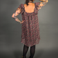 Outfit Set - Lined Ruffled Square Neck Floral Print Babydoll Dress & Chevron Knit Tights by Pamela Mann