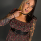 Outfit Set - Lined Ruffled Square Neck Floral Print Babydoll Dress & Two Buckle Corset Belt