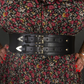 Outfit Set - Lined Ruffled Square Neck Floral Print Babydoll Dress & Two Buckle Corset Belt