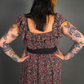 Outfit Set - Lined Ruffled Square Neck Floral Print Babydoll Dress & Two Buckle Corset Belt