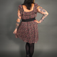 Outfit Set - Lined Ruffled Square Neck Floral Print Babydoll Dress & Two Buckle Corset Belt