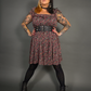 Outfit Set - Lined Ruffled Square Neck Floral Print Babydoll Dress & Two Buckle Corset Belt