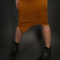 Outfit Set - Merrow Hem Stretch Midi Skirt in Orange & Front Slashed Bat T-Shirt