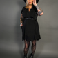 Outfit Set - Ruffled Flare Hem Babydoll Dress in Black & Classic Black Harness Belt