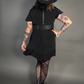 Outfit Set - Ruffled Flare Hem Babydoll Dress in Black & Classic Black Harness Belt