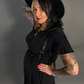 Outfit Set - Ruffled Flare Hem Babydoll Dress in Black & Classic Black Harness Belt