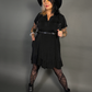 Outfit Set - Ruffled Flare Hem Babydoll Dress in Black & Classic Black Harness Belt