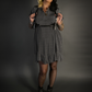 Outfit Set - Ruffled Hem Button Collar Babydoll Dress with Pockets & Black Shoulder Harness Belt