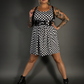 Outfit Set - Tommyrot Checkered Skater Dress & Patent PU Leather Two Buckle Harness Belt