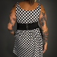 Outfit Set - Tommyrot Checkered Skater Dress & Three O-ring Front Detail Corset Belt