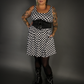 Outfit Set - Tommyrot Checkered Skater Dress & Three O-ring Front Detail Corset Belt