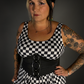 Outfit Set - Tommyrot Checkered Skater Dress & Three O-ring Front Detail Corset Belt