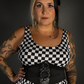 Outfit Set - Tommyrot Checkered Skater Dress & Three O-ring Front Detail Corset Belt