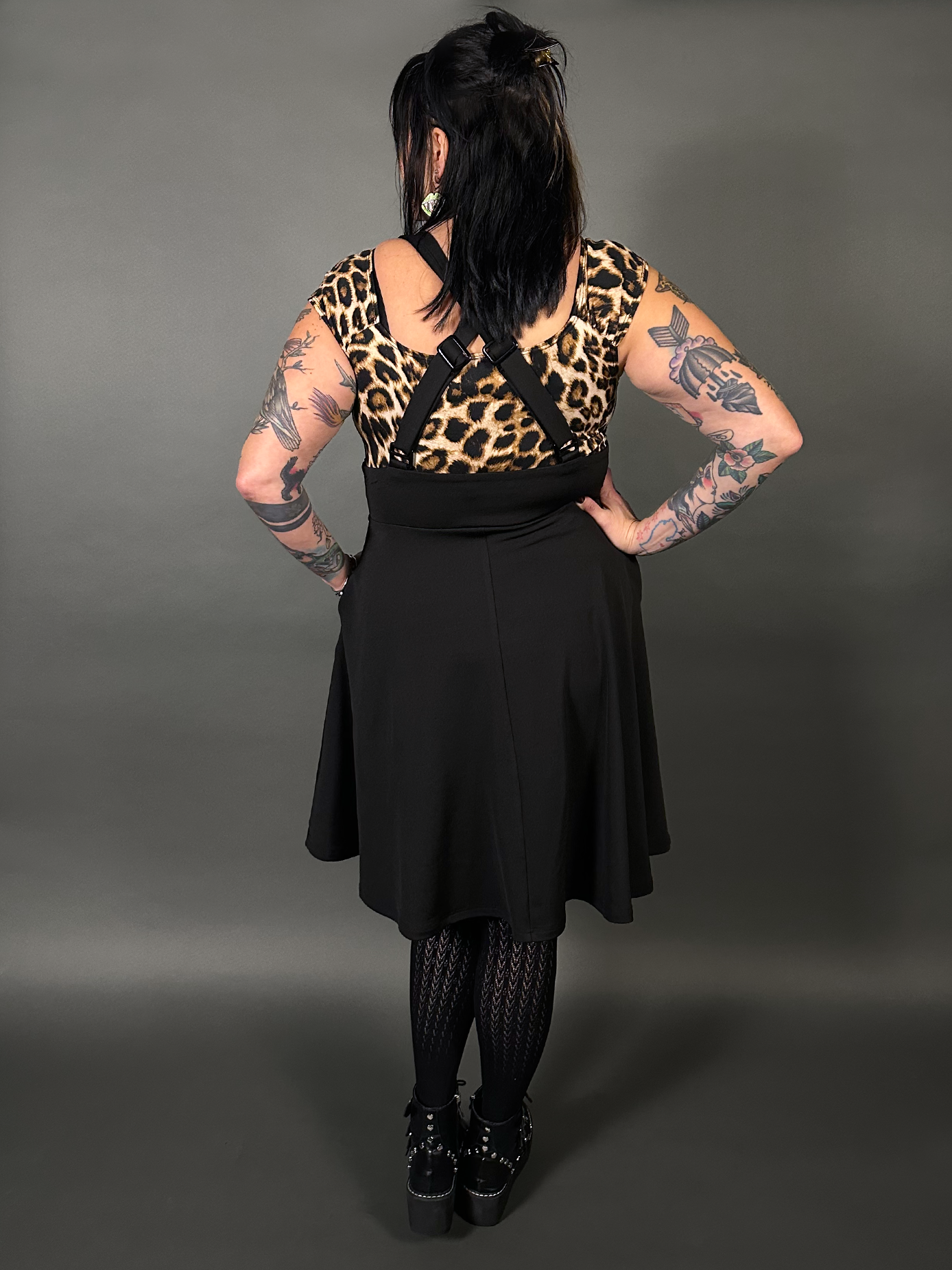 Outfit Set - Tommyrot High Waist Skirt with Shoulder Straps & Leopard Isabel Top by Retrolicious