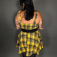 Outfit Set - Tommyrot Mustard Yellow Plaid Mini Swing Dress & Two Buckle Corset Belt
