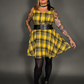 Outfit Set - Tommyrot Mustard Yellow Plaid Mini Swing Dress & Two Buckle Corset Belt