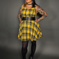 Outfit Set - Tommyrot Mustard Yellow Plaid Mini Swing Dress & Two Buckle Corset Belt