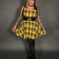 Outfit Set - Tommyrot Mustard Yellow Plaid Mini Swing Dress & Vegan Patent Leather Harness