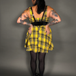Outfit Set - Tommyrot Mustard Yellow Plaid Mini Swing Dress & Vegan Patent Leather Harness