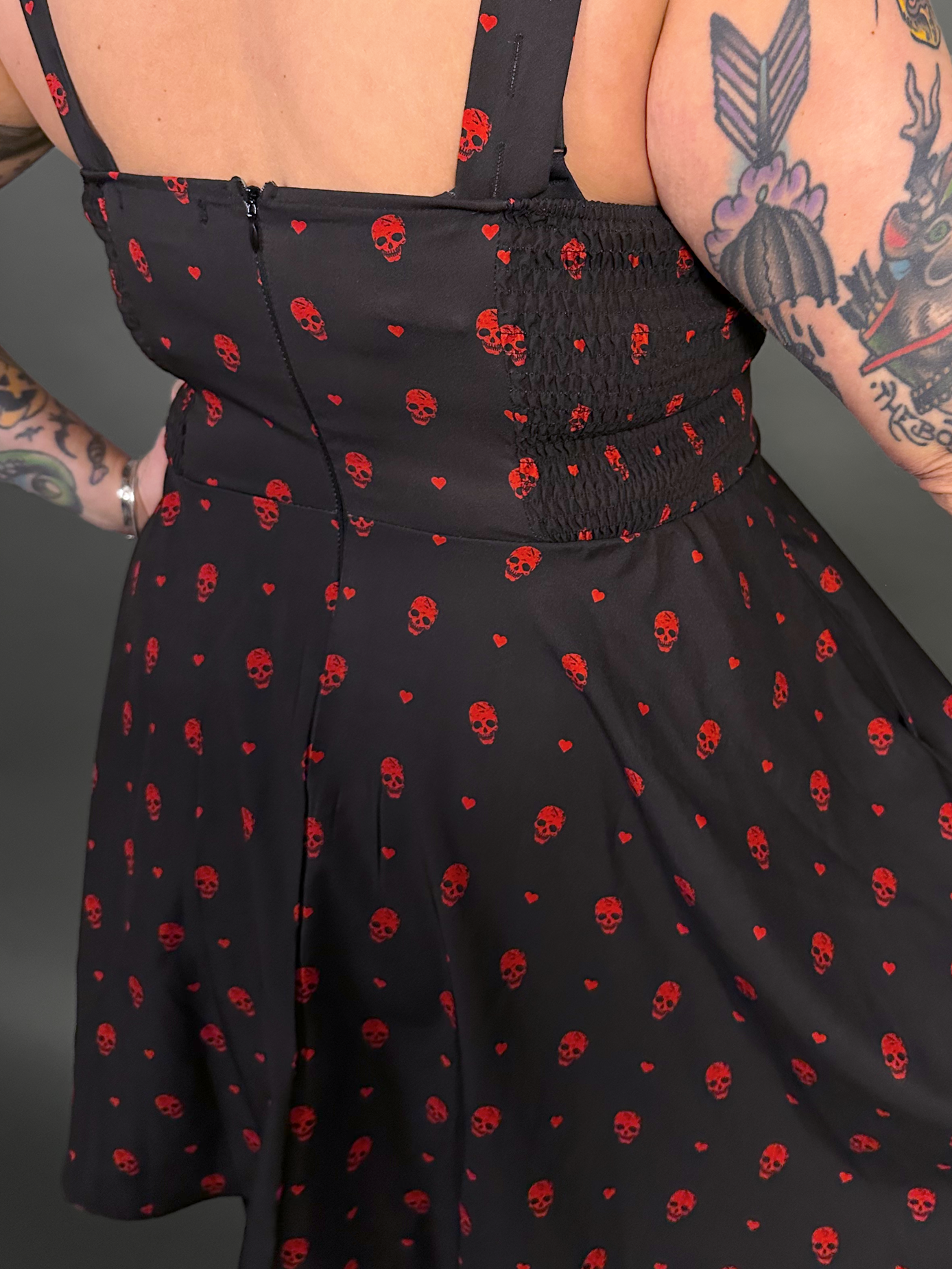 Outfit Set - Tommyrot "Hearts & Skulls" Sleeveless Mini Swing Dress & Black Tights by Pamela Mann