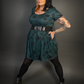 Outfit Set - Tommyrot "Lady Luck" Short Sleeve Skater Dress in Green & Retro Buckle Corset Belt