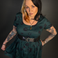 Outfit Set - Tommyrot "Lady Luck" Short Sleeve Skater Dress in Green & Retro Buckle Corset Belt