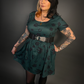 Outfit Set - Tommyrot "Lady Luck" Short Sleeve Skater Dress in Green & Retro Buckle Corset Belt