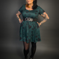 Outfit Set - Tommyrot "Lady Luck" Short Sleeve Skater Dress in Green & Rope Design Corset Belt