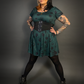 Outfit Set - Tommyrot "Lady Luck" Short Sleeve Skater Dress in Green & Three O-ring Front Corset Belt