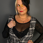 Outfit Set - Tweed Plaid Overall Mini Dress in Black/White & Sheer Round Neck Layering Top