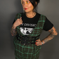 Outfit Set - Tweed Plaid Overall Mini Dress in Green & Three Buckle Corset Belt