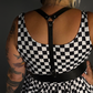 Outfit Set - Tommyrot Checkered Skater Dress & Classic Black Shoulder Harness Belt