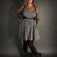 Outfit Set - Tommyrot Checkered Skater Dress & Classic Black Shoulder Harness Belt