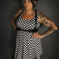 Outfit Set - Tommyrot Checkered Skater Dress & Classic Black Shoulder Harness Belt