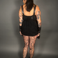 Outfit Set -Tommyrot Corset Dress w/ Faux Leather Straps & Spiderweb Tights by Pamela Mann