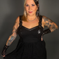 Outfit Set -Tommyrot Corset Dress w/ Faux Leather Straps & Spiderweb Tights by Pamela Mann