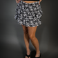 Outfit Set - High Waist Layered Floral Mini Skirt & Black Lace Shoulder Crop Top