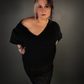 Outfit Set - Midi Skirt with Lace Overlay & Oversized Dolman Sleeve Off-Shoulder Sweater
