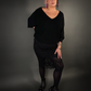 Outfit Set - Midi Skirt with Lace Overlay & Oversized Dolman Sleeve Off-Shoulder Sweater