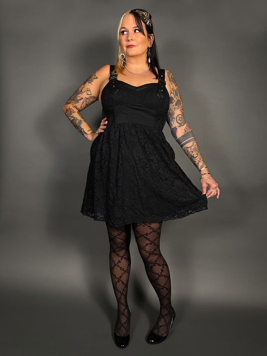 Outfit Set -Tommyrot Corset Dress w/ Faux Leather Straps & Floral Criss Cross by Pamela Mann