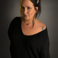 Oversized Dolman Batwing Sleeve Sweater with Drop V-Neck in Black