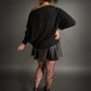 Oversized Dolman Batwing Sleeve Sweater with Drop V-Neck in Black