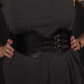 Three Buckle PU Leather Front Elastic Back Wide Corset Belt